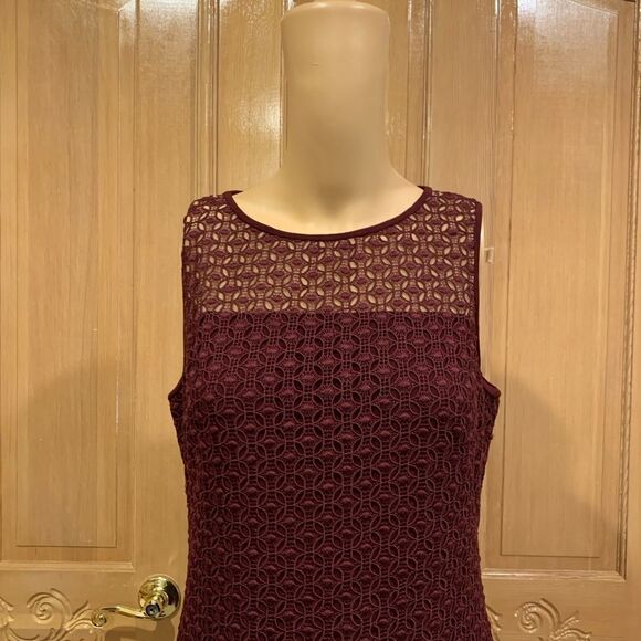 Ralph Lauren Evening Deep Burgundy Maroon Lace Sleeveless Dress sz 8 - Picture 4 of 6